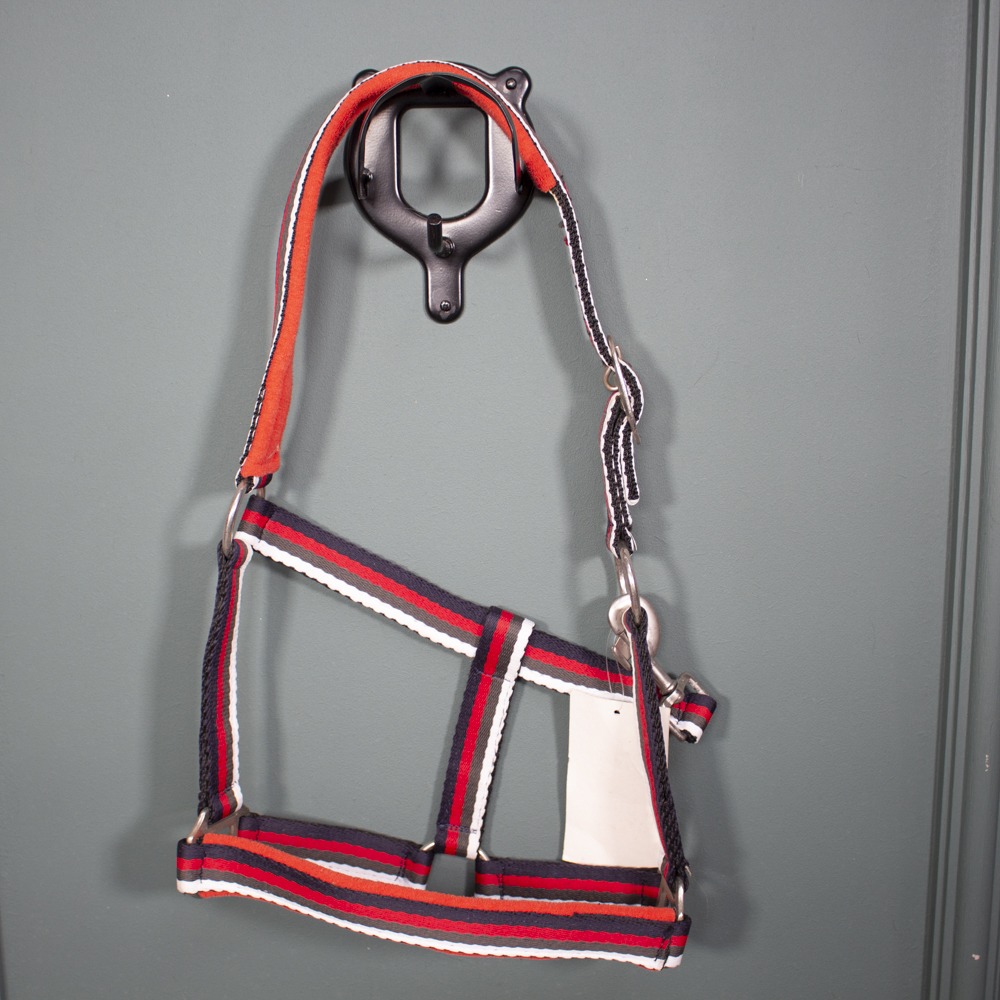 HKM Halfter schwarz/rot/weiß Pony