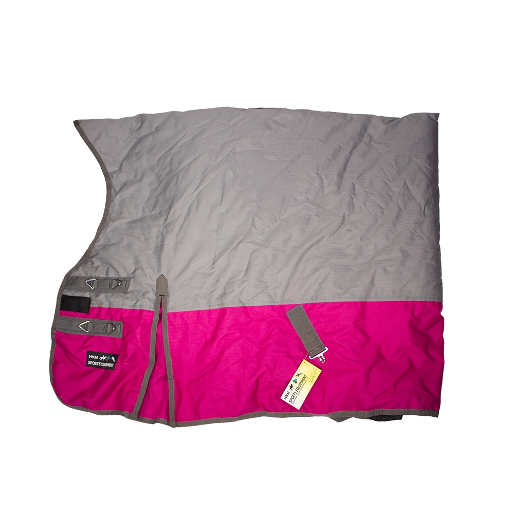 HKM Outdoordecke 300g Highneck Florenz grey/dark pink 155
